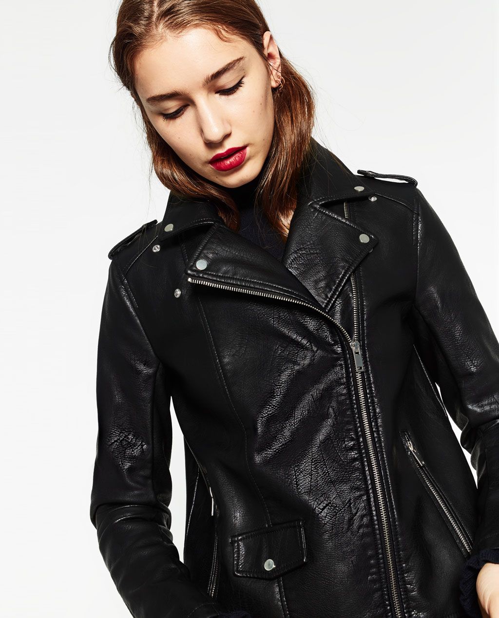 Zara España Larga Mujer Ver Todo Piel Efecto Cazadora W7YZxTc7