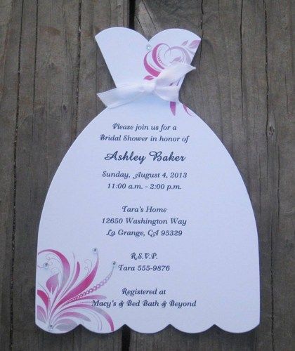 Wedding Dress Bridal Shower Invitations With Swirls Set Of 10 Artfire Diy Wedding Shower Invitationswedding