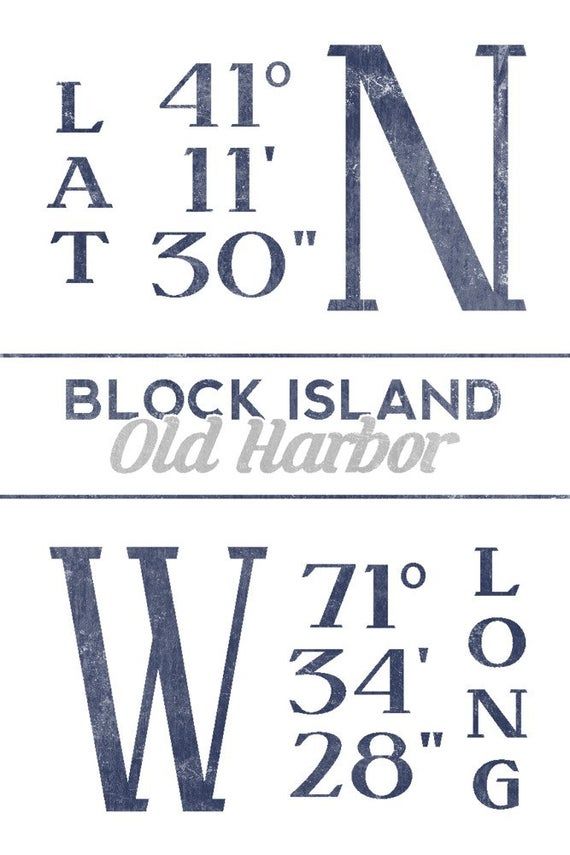 Block Island Rhode Island Latitude /& Longitude Art Prints, Signs, Canvas, More