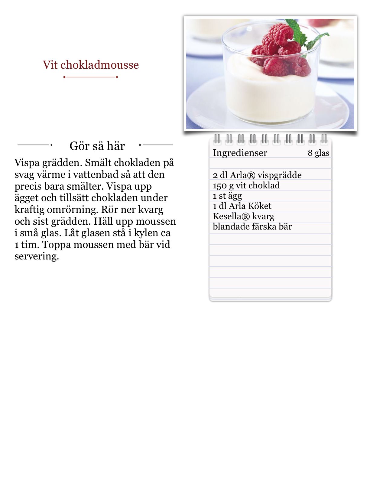 arla vit chokladmousse arla vit chokladmousse