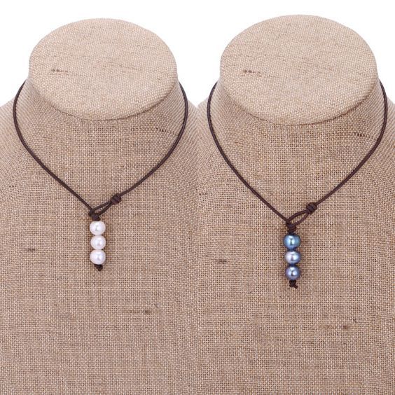 ETS-S272 -- Aobei Pearl Handmade Necklace with Freshwater Pearl and Genuine Leather Cord Leather Pearl Necklace, Pearl Leather, Leather Jewelry, Beaded Jewelry, Jewelry Necklaces, Pearl Choker, Cord Necklace, Diamond Jewelry, Diy Jewelry