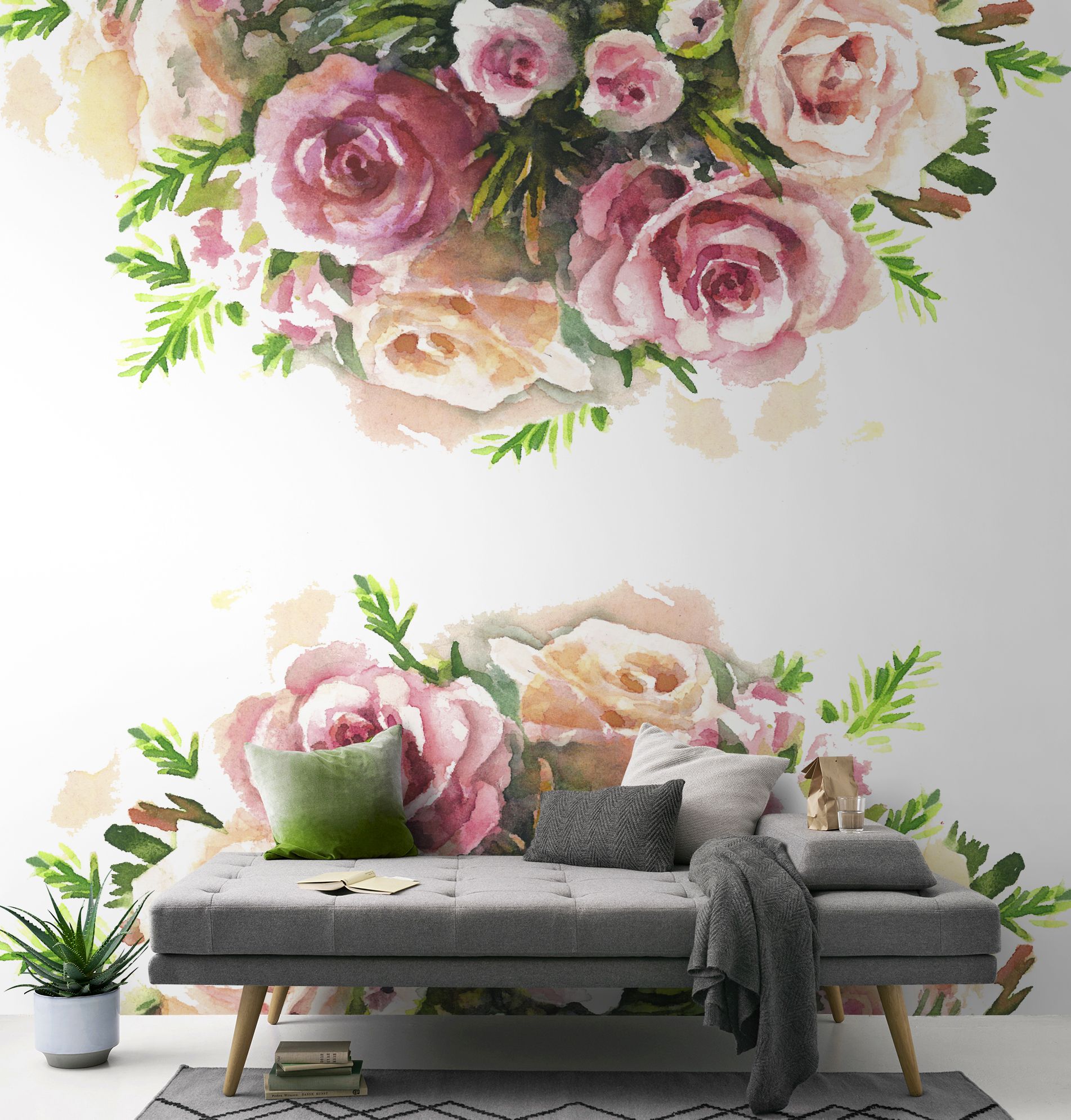 Sherwin Williams Wallpaper Floral Mural Watercolor Rose Removable Wallpaper (With images) | Watercolor rose