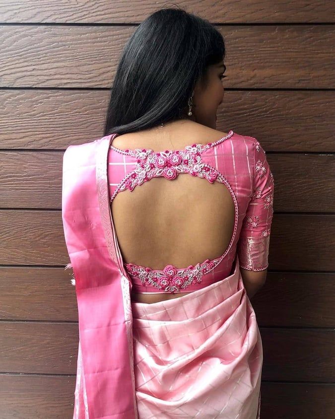 Top 30 Latest And Trendy Blouse Designs For Back Neck Blouse Back Neck Designs, Silk Saree Blouse Designs Patterns, Cutwork Blouse Designs, Simple Blouse Designs, Stylish Blouse Design, Designer Blouse Patterns, Bridal Blouse Designs, Latest Blouse Designs, Pink Blouse Design