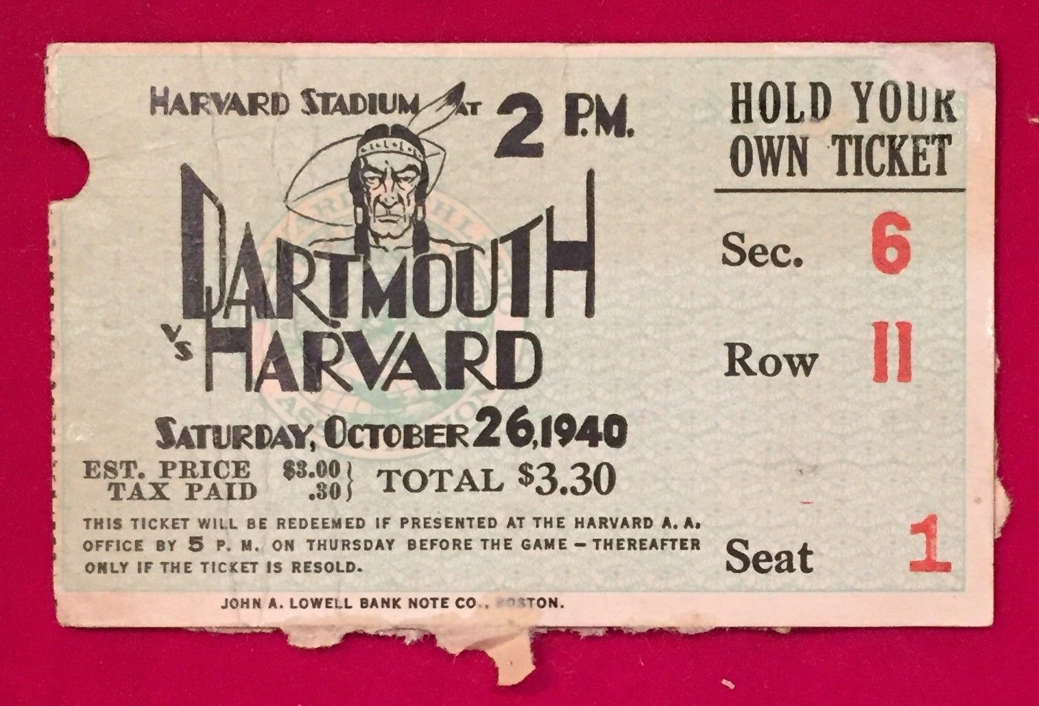 Vintage Vs Antique >> Details About 1940 Harvard Vs Dartmouth Football Game Ticket Stub Vintage Vs Antique >> Details About 1940 Harvard Vs Dartmouth Football Game Ticket Stub