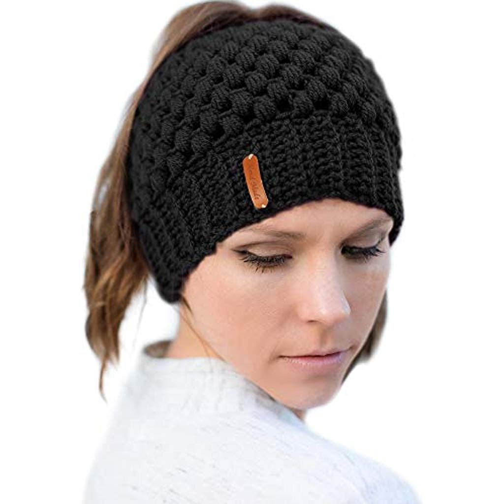 Mode Damen Wintermütze Beanie Pferdeschwanz Pferdeschwanz Beanie Hüte Mütze Hut