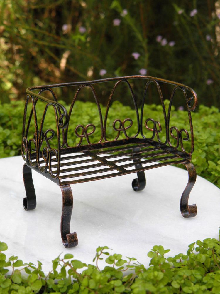 Miniature Dollhouse FAIRY GARDEN Furniture ~ Gray Resin Table /& Bench Set ~ NEW