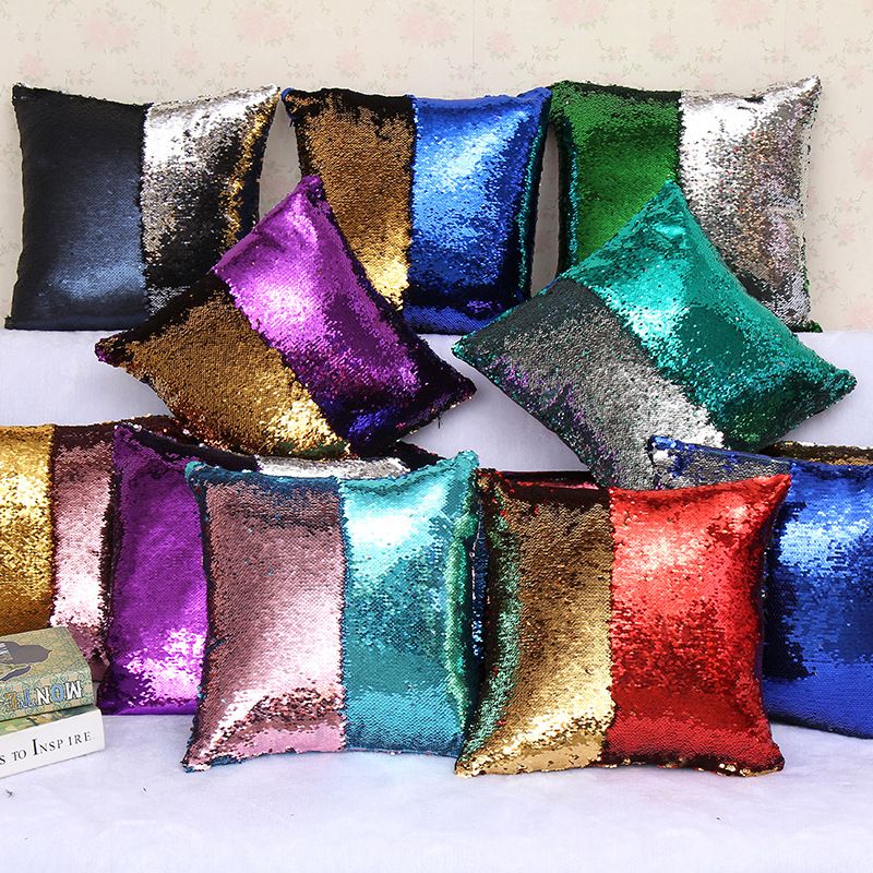 Mermaid sequin pillow cushion cover Sequins Cushion Covers Pillow Cases