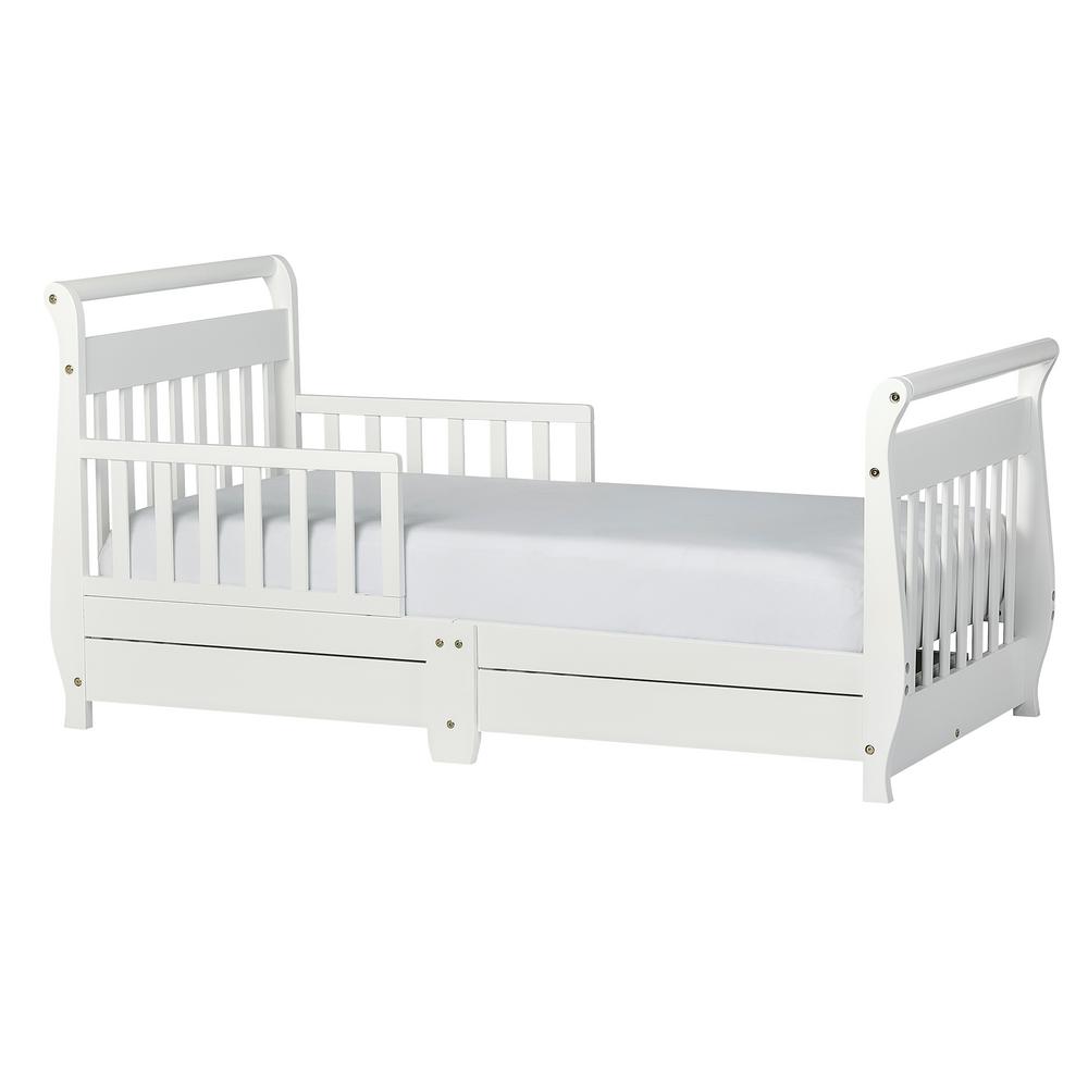 Dream On Me White Toddler Adjule Sleigh Bed With Storage Drawer Dream On Me White Toddler Adjule Sleigh Bed With Storage Drawer