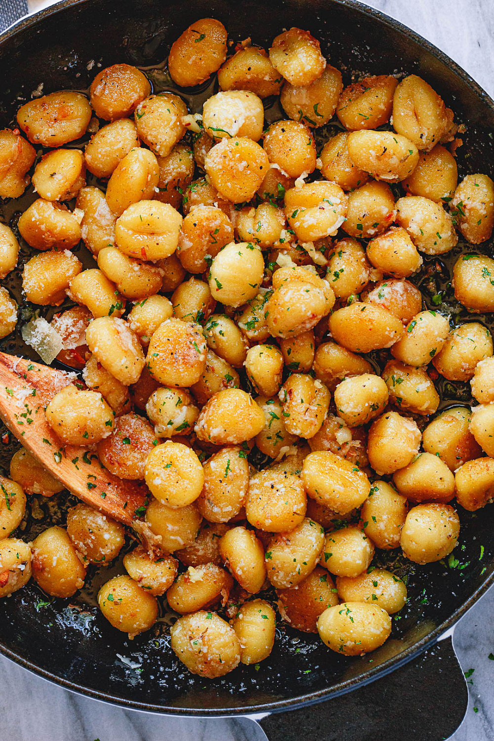 Fried Butter Gnocchi with Garlic & Parmesan