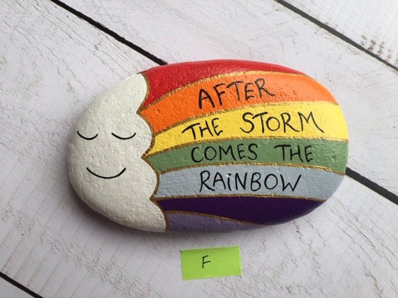 After The Storm Comes The Rainbow. Rainbows. Storms. Rainbow rock. Kindness Rocks. Sunshine. Clouds. Rainbows. Listing is for ONE rock