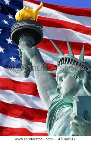 Statue Of Liberty On Island In New York With Flag Of The United States Of America Love This Statue Of Liberty Patriotic Pictures Statue [ 470 x 302 Pixel ]