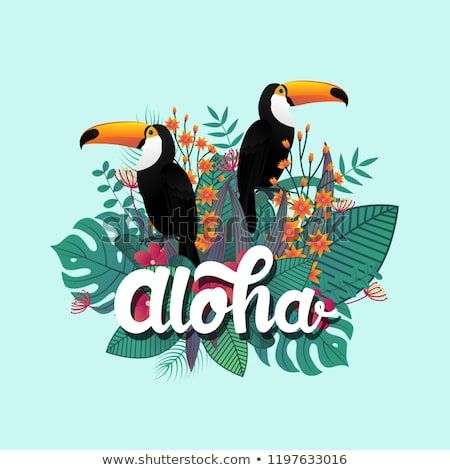 Tropical Banner Design Template Leaf And Toucan Birds Tropical Banner Design Template Leaf And Toucan Birds Aloha Poster Jungle