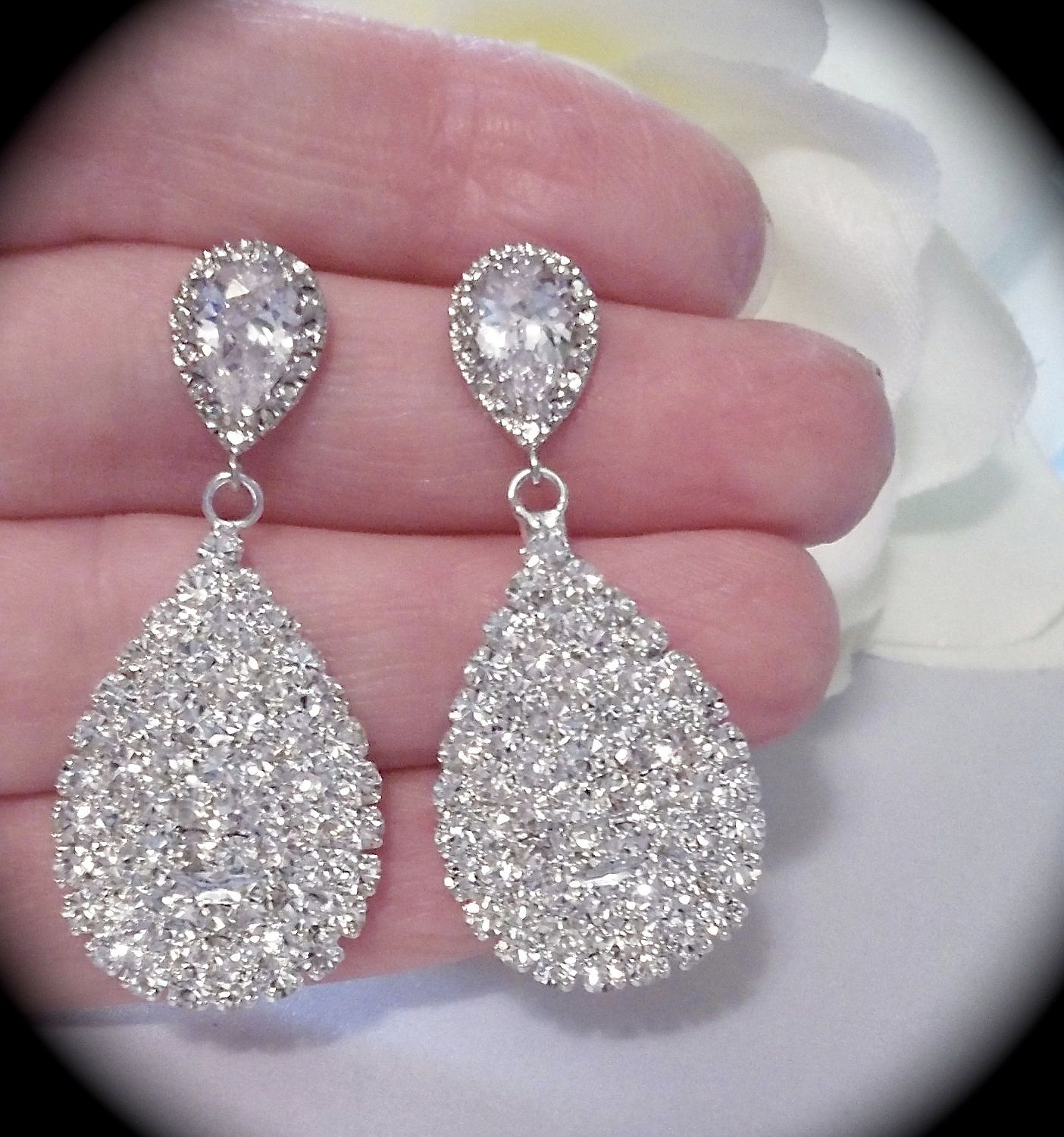 Minimalist Bridal Earrings 23 Crystal Teardrop Wedding Earrings for a Bride Bridesmaids Etsy