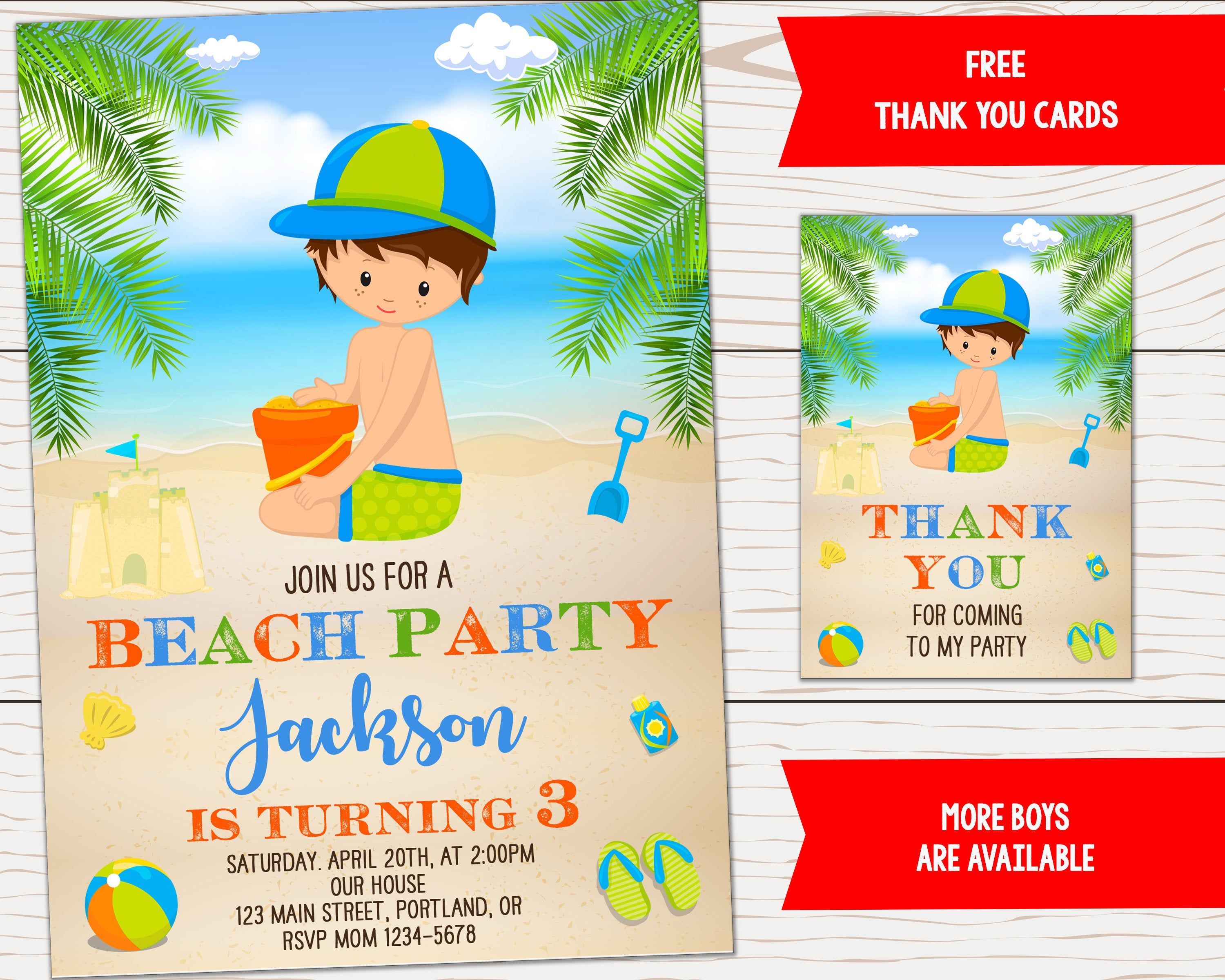 Beach birthday invitation for boy Beach invitation Tropical invitation Beach birthday invitation for boy Beach invitation Tropical invitation