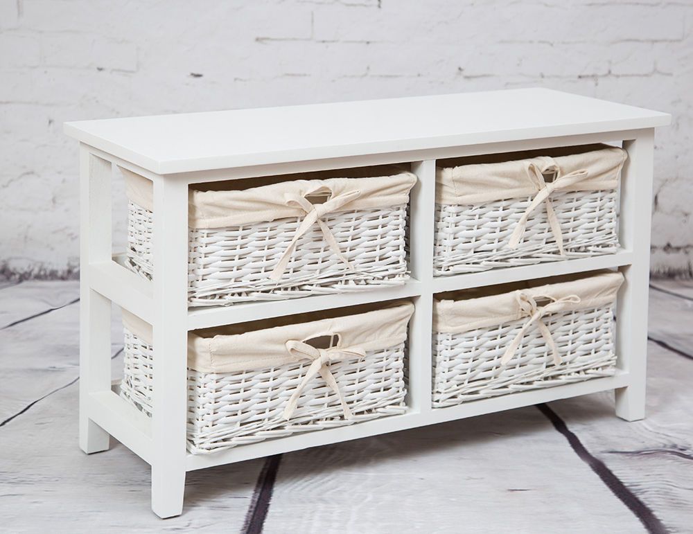 Television Stand With Four Wicker Baskets White Living Room Tv Wicker Baskets White Living Room Tv
