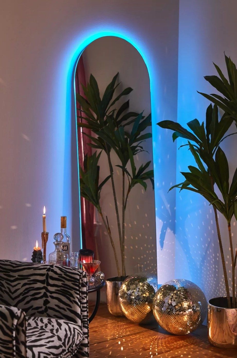 A full length LED mirror because there's no reason you shouldn't have an incredible backdrop for your next party. It'll become a go-to selfie mirror and it's the perfect way to do a quick outfit check on the way out the door. Room Ideas Bedroom, Bedroom Decor, Neon Room Decor, Bedroom Wall, Led Decor, Room Decor With Lights, Led Living Room Ideas, Urban Room Decor, Neon Room Ideas