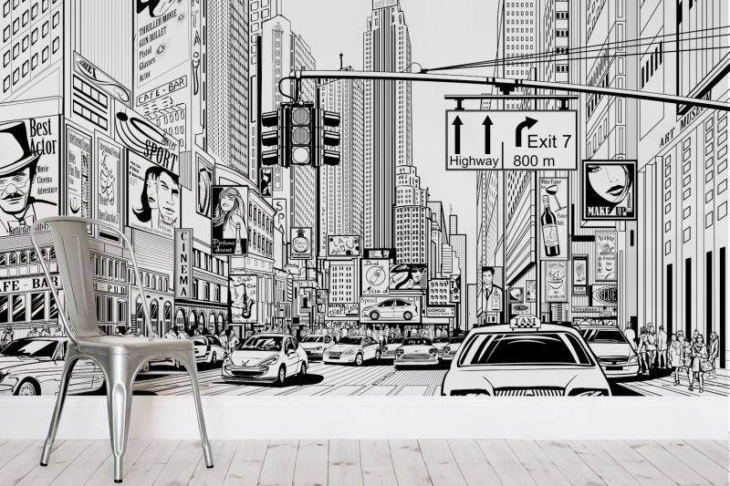 Wall Mural View Of New York City Peel And Stick Repositionable Fabric Wallpaper For Interior Home Decor In 2021 Night City New York Skyline New York