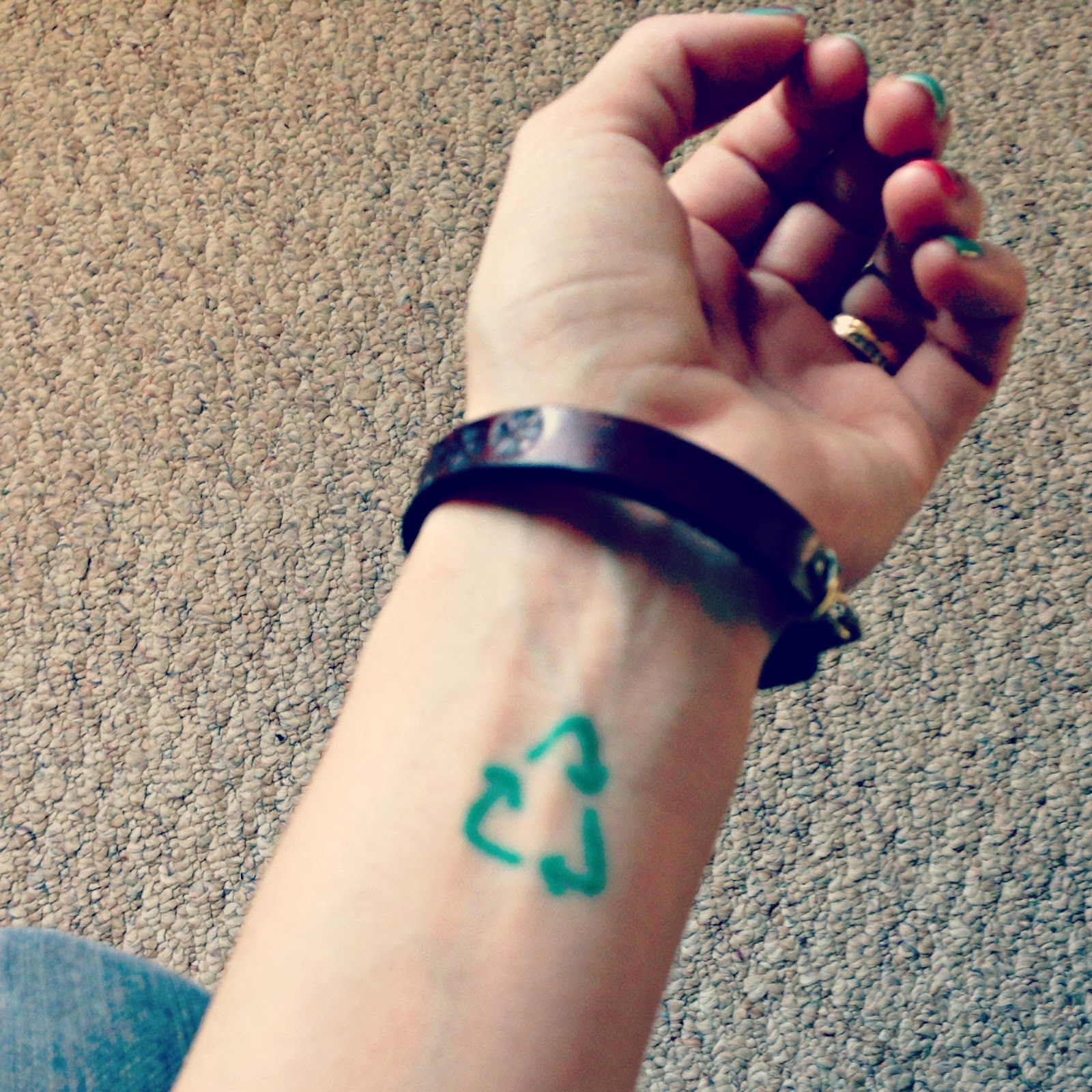 Recycling Tattoo. Visual reminder to live a greener lifestyle