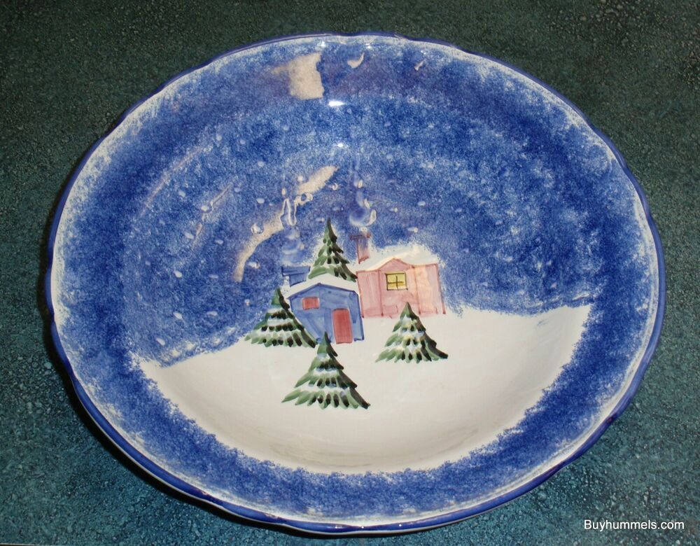 Huge 14 1 2 Christmas Serving Bowl In Flow Blue Made In Italy For Marketplace Marketplace Christmas Flow Blue Tobago Serving Bowls