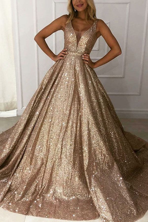Charmante bescheidene lange Abendkleid, a-line shinning wunderschöne Ballkleider, Pailletten …