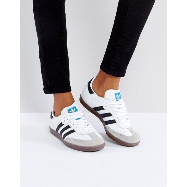adidas Originals Samba Trainer In White ($130) ❤ liked on Polyvore featuring shoes, sneakers, white, retro shoes, … | Samba shoes, Adidas white shoes, Best sneakers