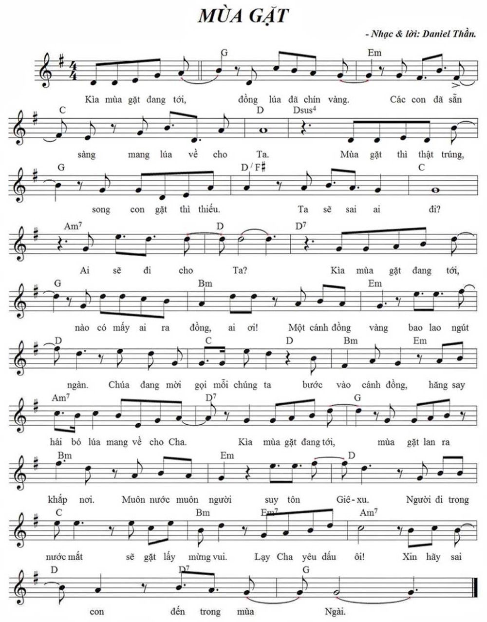 Mua Gặt Sheet Music Bản Nhạc Cuộc Sống Mua Gặt Sheet Music Bản Nhạc Cuộc Sống