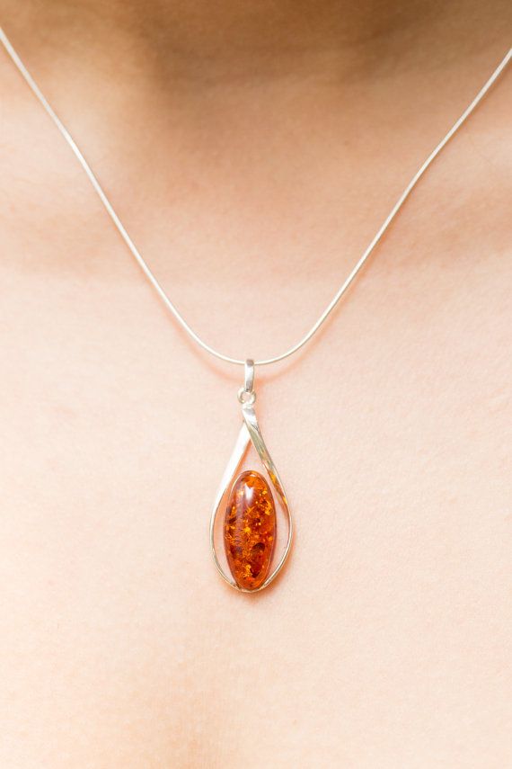 Nature Jewelry Amber Charm Necklace Dainty Amber Necklace Natural Amber Necklace Fall Jewelry Sterling Silver Necklace