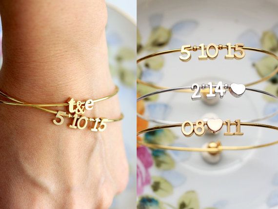 Date Bangle Bracelet Wedding Date Bangle Bracelet