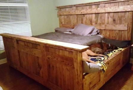 queen bed frame with dog bed