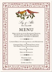 menu cards for dinner party