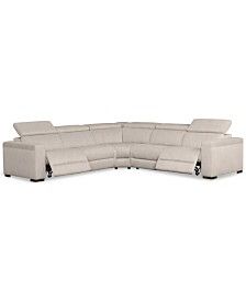 Furniture Nevio 6-Pc. Fabric Sectional Sofa with Chaise, 3 Power