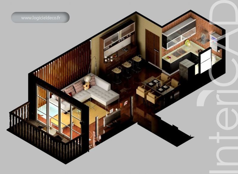 Plan 3D d\u0027un Salon V1 réalisé avec InteriCAD Logiciel 3D www - logiciel de plan maison Plan 3D d\u0027un Salon V1 réalisé avec InteriCAD Logiciel 3D www - logiciel de plan maison
