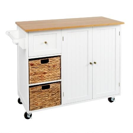 White Rolling Kitchen Island With Baskets White Rolling Kitchen Island With Baskets