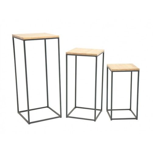 Vente de meubles en bois exotique avec ce set de trois consoles en - meuble en fer design Vente de meubles en bois exotique avec ce set de trois consoles en - meuble en fer design