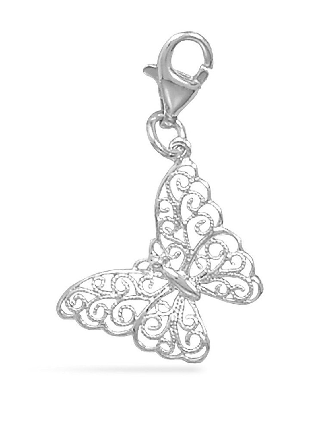 Cm Sterling Silver Filigree Butterfly Charm Lobster Clasp C3116cicmav Shop Bracelets Charm Sterling Silver Filigree Sterling Silver Charm Silver Filigree