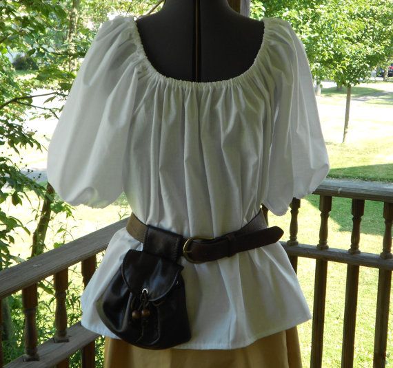 Summer Shirt-Maid-Pirate-GYPSY COTTON BLOUSE-Cream or Brown-Plus Sizes-Costume