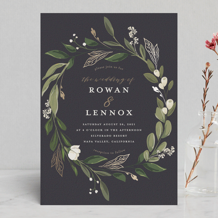 Greenery Crown Wedding Invitations - Unique Rustic Wedding Invitations