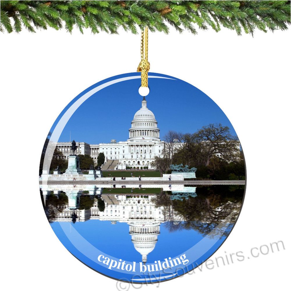 US Capitol Building Porcelain Christmas Ornament 