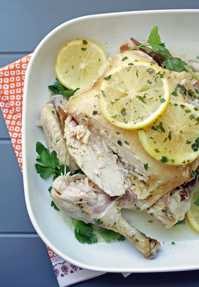 Easy Crock Pot Roasted Chicken W Lemon Parsley Butter - Chicken recipes atkins #chicken #recipes #atkins Easy Crock Pot Roasted Chicken W Lemon Parsley Butter