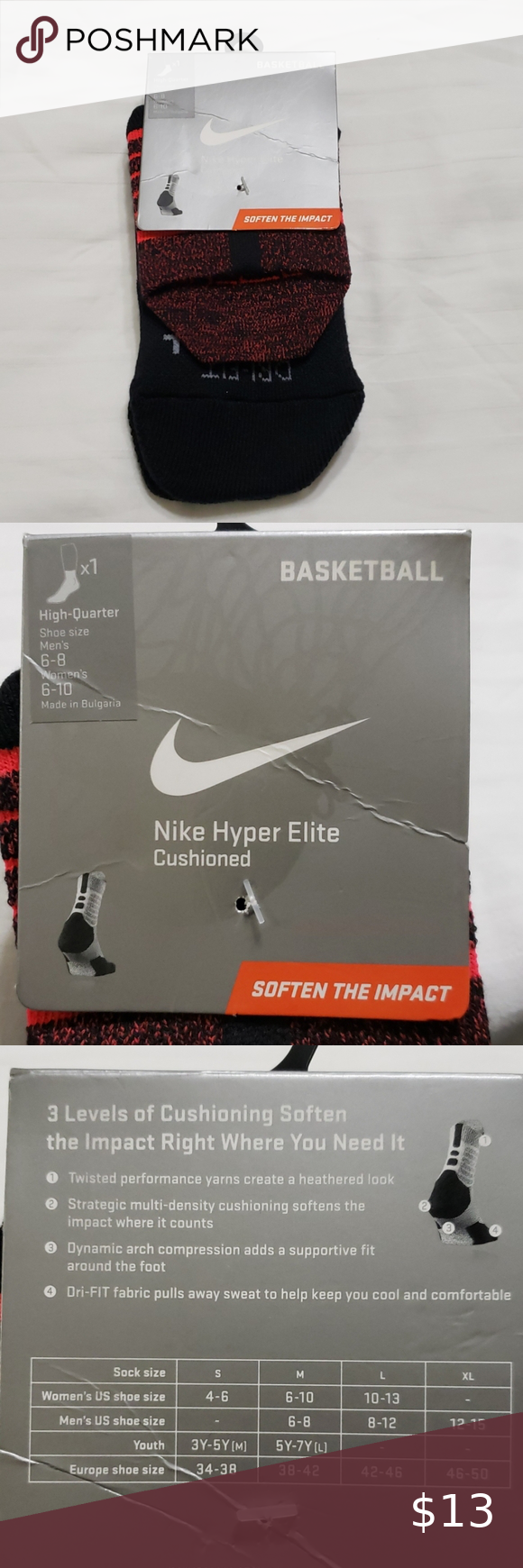 nike dri fit hyper elite basketball socks nwt in 2020 nike hyper elite socks size chart