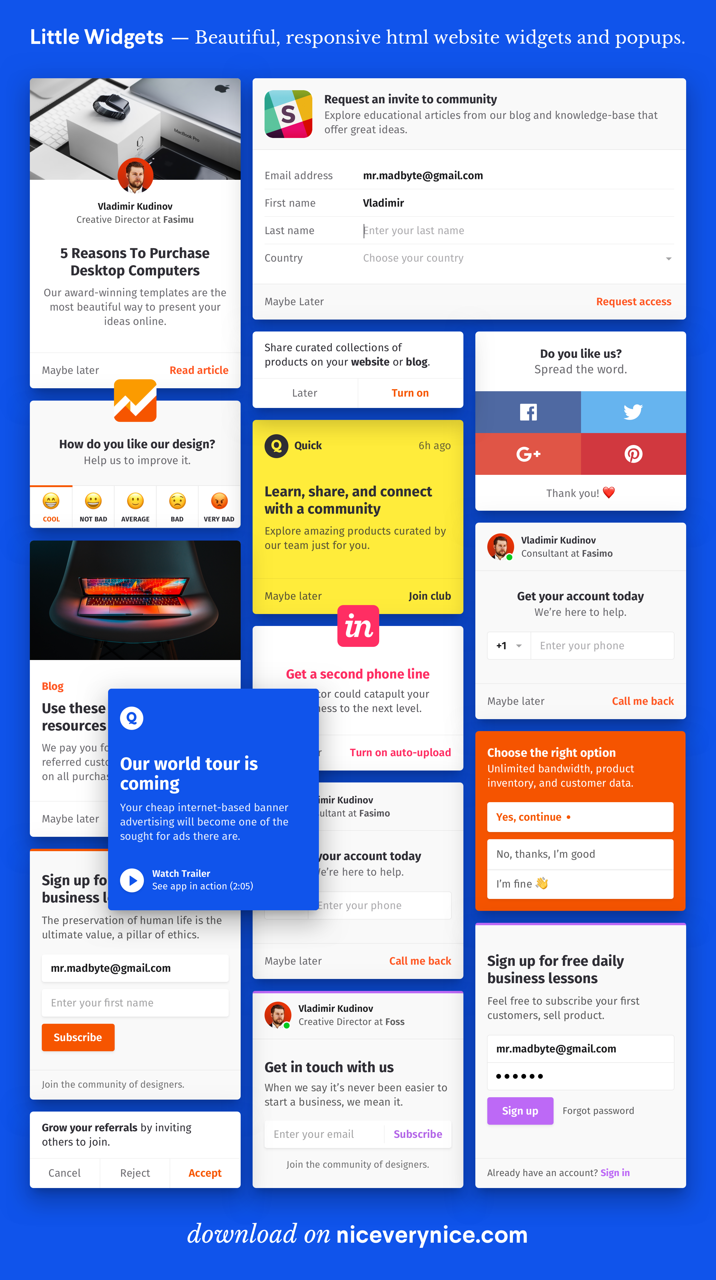 Beautiful website widgets, popups, and html form templates. Responsive ...