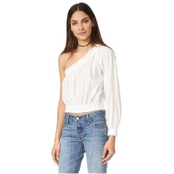 Free People Anabelle Cotton One-Shoulder Top White Size L