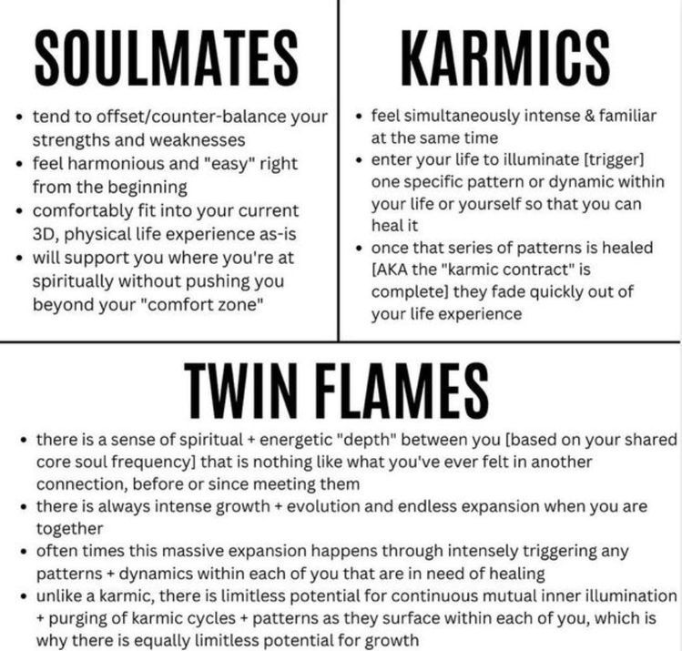 TWIN FLAME, soul mate and karmic