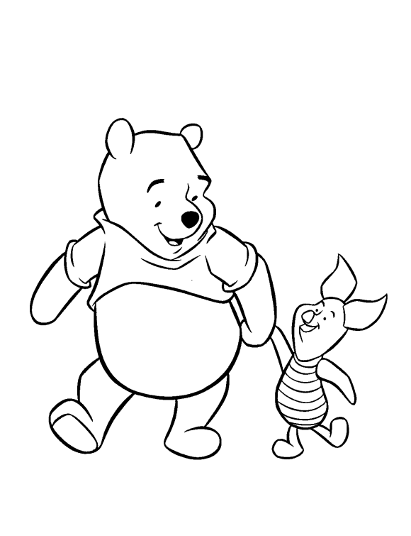winnie the pooh friendship with piglet pig coloring pages to print