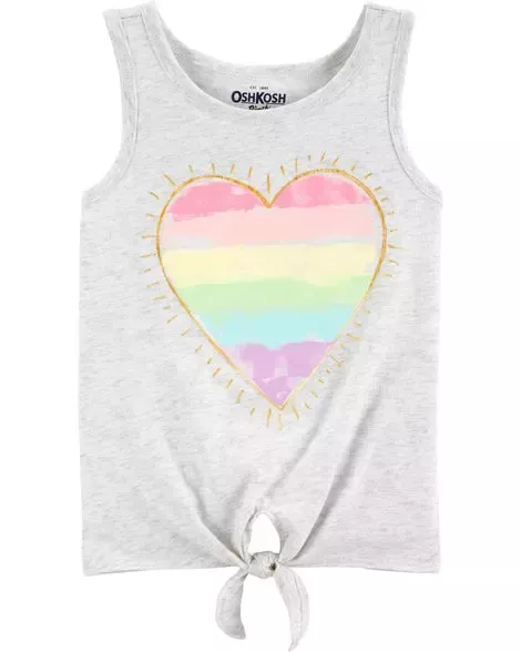Rainbow Heart Tie-Front Tank