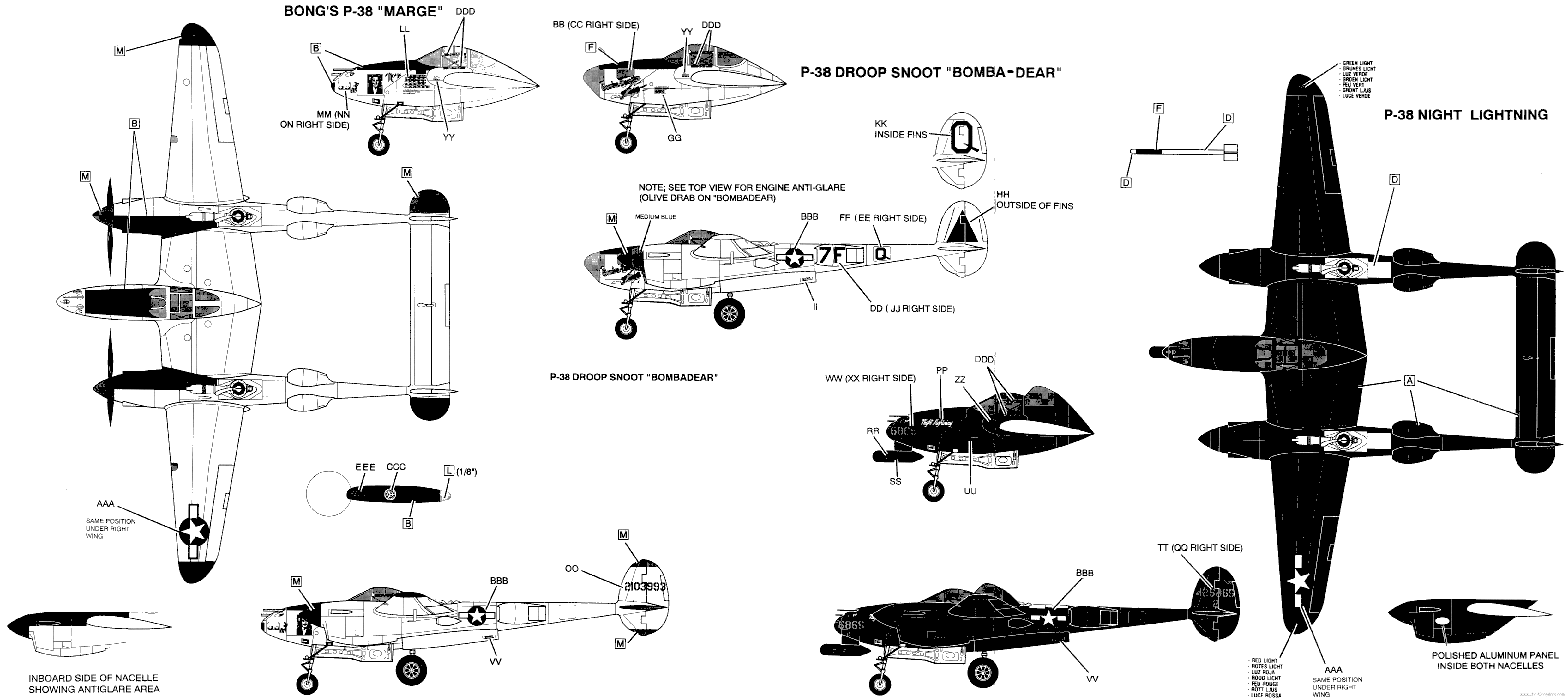 Lockheed P 38 Lightning Variations Airplanes, Cars And Motorcycles - 4965x2215 - gif P 38 Fighter Schematic Drawings