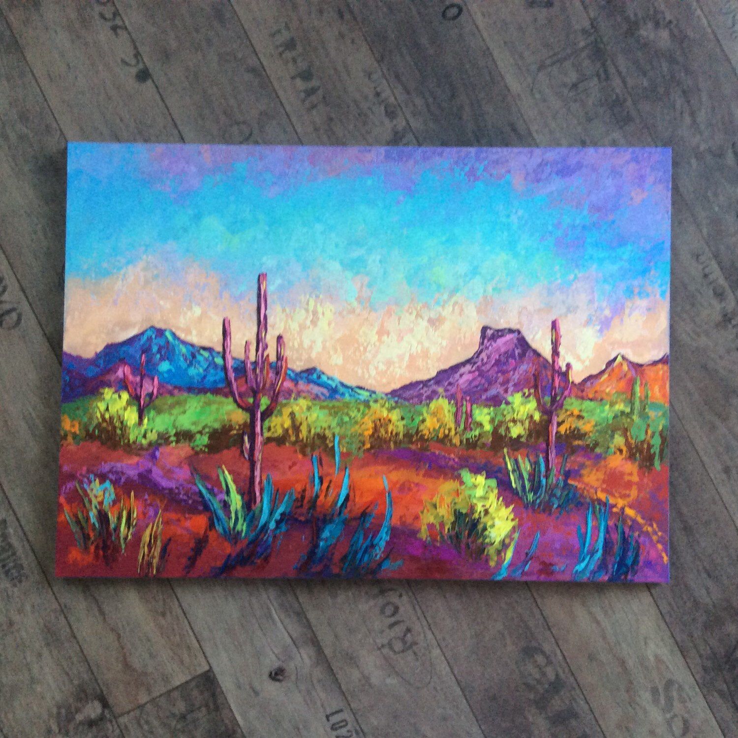Vintage Original Arizona Landscape Textured Painting