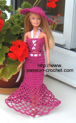 Robe au crochet pour poupée Barbie - Free pattern (avec images