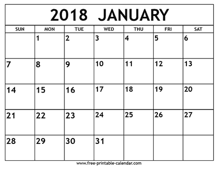 january 2018 calendar events