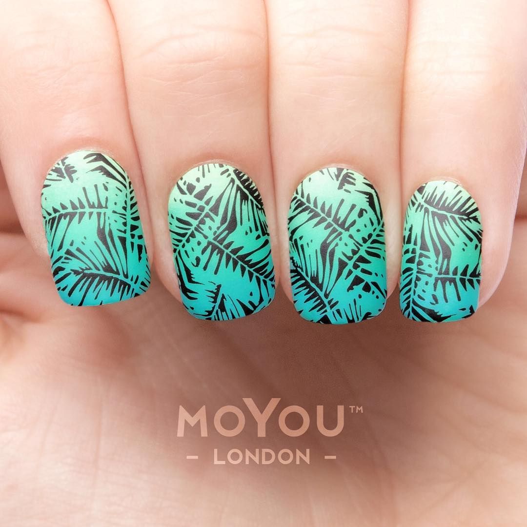 Palm Tree Leaves, Palm Trees, Nail Art Summer, Summer Nails, Turquoise Ring, Turquoise Bracelet, Gel Designs, Stamping Nail Art, Rainbow Nails